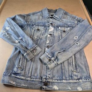 Able Women's Light Blue Distressed Denim Jacket